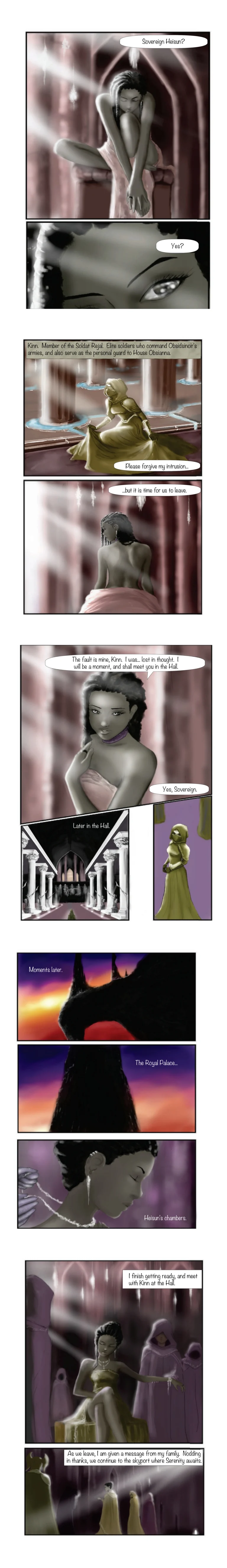 Comic page from SQUALL Issue 1: female character is approached by another female character.